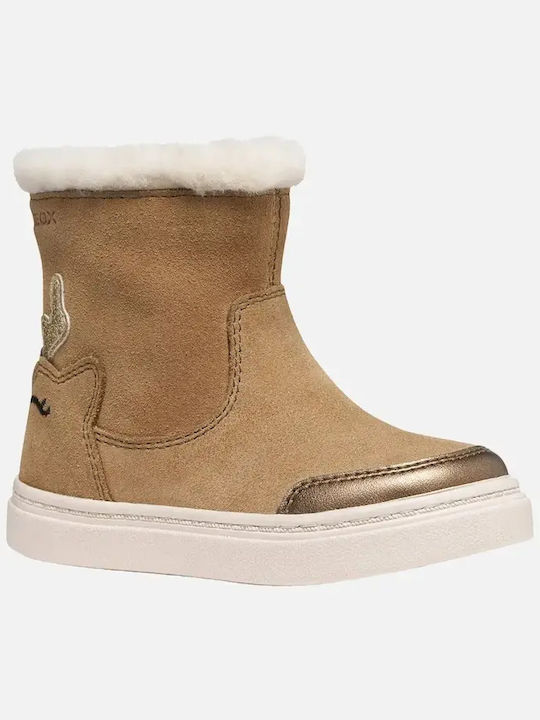 Nashik Suede Kids Ankle Boots with Zipper Beige