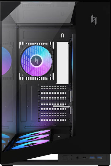 GameMax NEX C56 VC WH Gaming Midi-Turm Computergehäuse mit Seitenfenster Schwarz