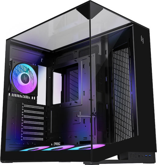 GameMax NEX C56 VC WH Gaming Midi-Turm Computergehäuse mit Seitenfenster Schwarz