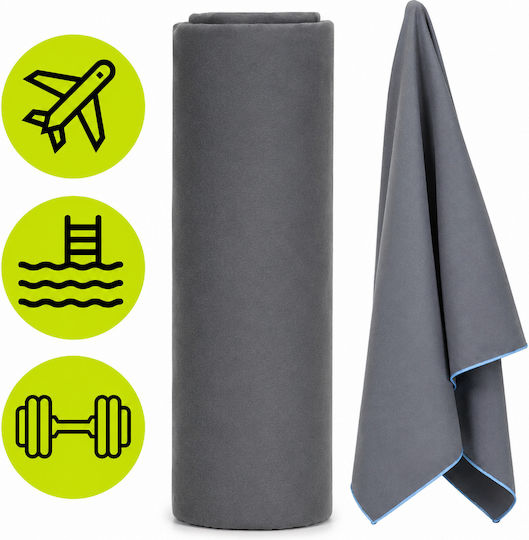 Prosop Din Microfibră Pentru Corp 200gr/m² Cu Husă Gri 180x100cm