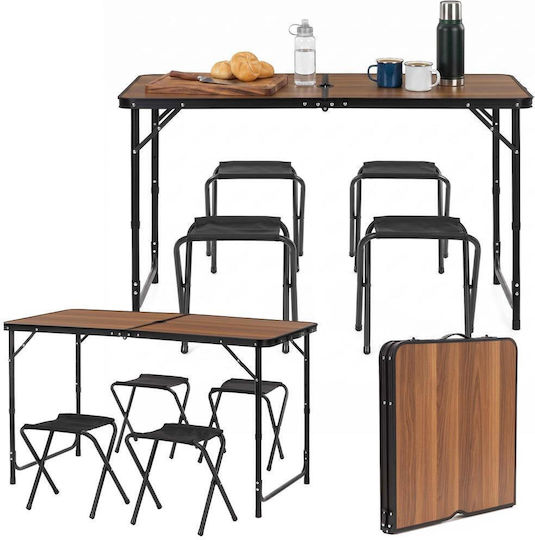 Set Masă Din Aluminiu Pentru Camping Pliabil În Valiză 120x60x71cm Maro