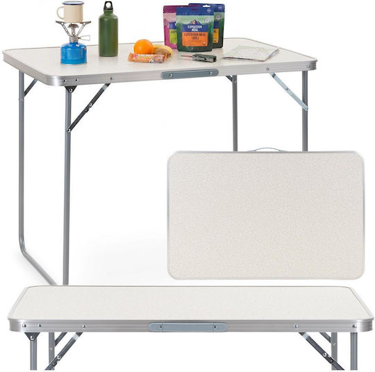 Masă Din Aluminiu Pentru Camping Pliabilă 90x60x70cm Alb