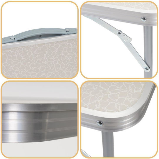 Masă Din Aluminiu Pentru Camping Pliabilă 90x60x70cm Alb
