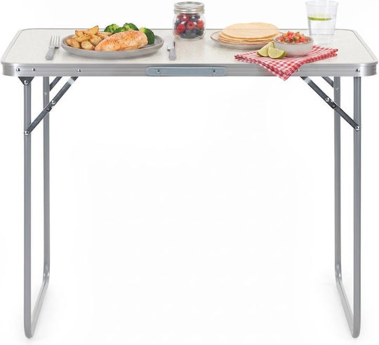 Masă Din Aluminiu Pentru Camping Pliabilă 90x60x70cm Alb