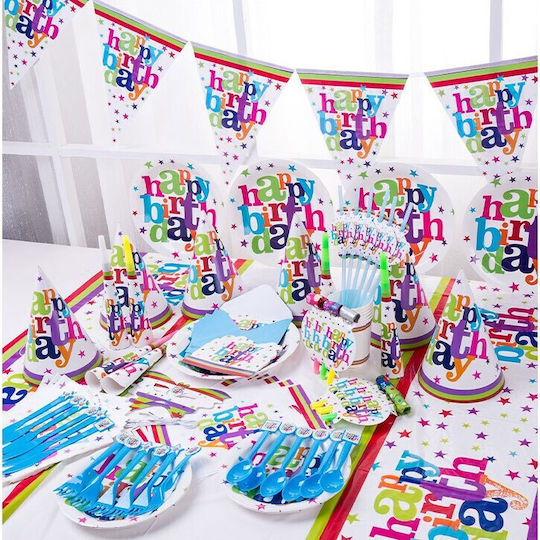 Set 10 Servetele Pentru Petreceri Happy Birthday Flippy Tematică Aniversar-Festiv 33x33 Cm Multicolore