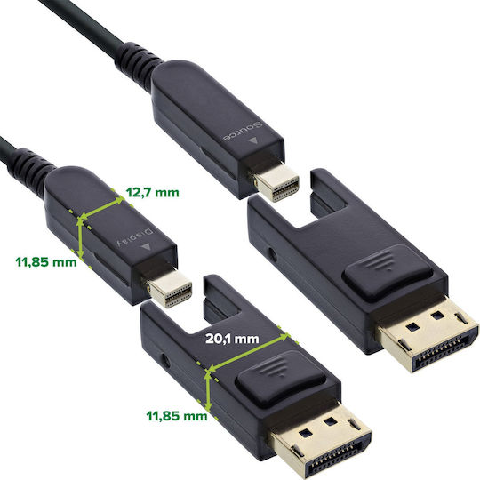 InLine Кабел DisplayPort мъжки - DisplayPort мъжки 20 m Сребрист