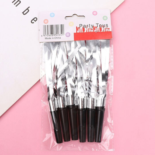 Set 6 Fluierături cu ciucuri Flippy Plastic Argintii