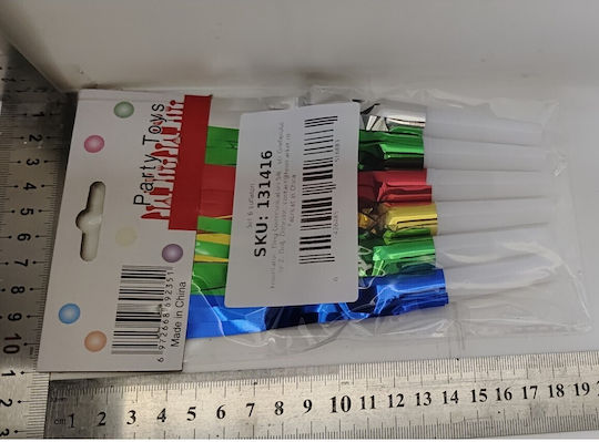 Set 6 Fluierături de petrecere cu ciucuri Flippy Plastic Multicolor