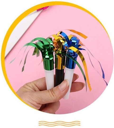 Set 6 Fluierături de petrecere cu ciucuri Flippy Plastic Multicolor
