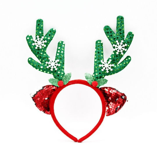 Banda De Cap Decorativă Flippy Temă De Crăciun 12 X 25 Cm Model Coarne De Ren Mărime Unică Verde Roșu