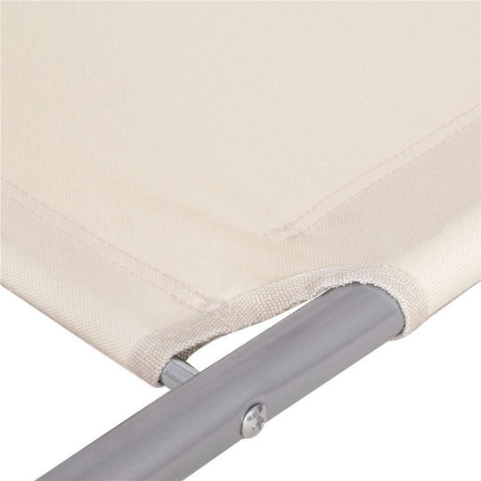Șezlong De Plajă Bej Pliabil Din Plastic Cu Parasolar 150x61cm