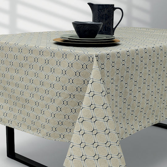 Lino Home Καρέ Εκρού-μαύρο 80x80εκ.