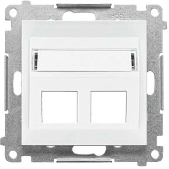 Kontakt-Simon Double External Network Socket RJ45 in White Colour TKP2S.01/111