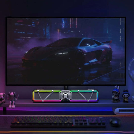 D-Base Computer Speakers 2.0 with RGB Lighting and Bluetooth Black