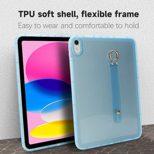 Silikon Hülle Mit Armband Für Handgelenk Halbdurchsichtig Hellblau Apple iPad 10,9" (2022) / iPad 11" (2025)