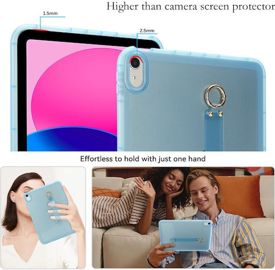 Silikon Hülle Mit Armband Für Handgelenk Halbdurchsichtig Hellblau Apple iPad 10,9" (2022) / iPad 11" (2025)