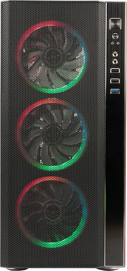 Spacer Rainbow Gaming Midi Tower Carcasă PC cu Deschidere Laterală și Iluminare RGB Negru