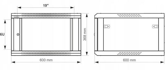 Pulsar Επιτοίχια Καμπίνα Rack 6U 60x60cm Γκρι RWA666-G