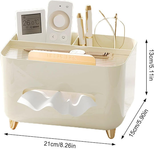 Napkin Holder Flippy Multifunctional Box Minimalist Design Abs Personal Items Holder Office 21x15x13 Cm Cream