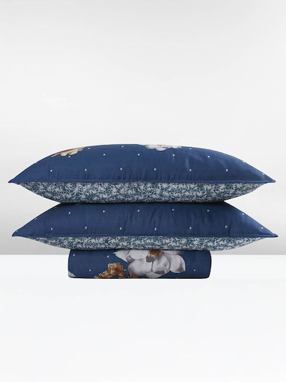 Aigaion Module Paturi & Cuverturi Pat Single Albastru Floral 160x230cm 2 Bucăți