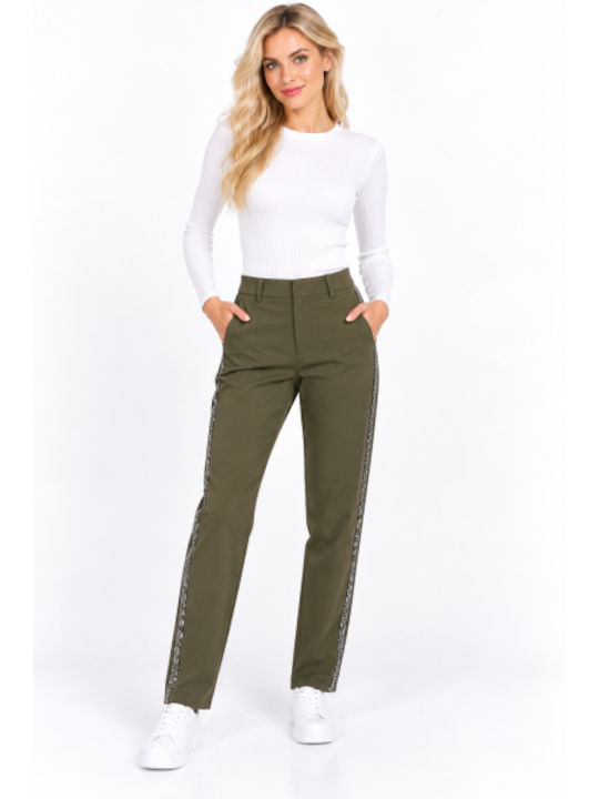 Women's Fabric Trousers in Regular Fit Khaki WL-11577AP-27JA-Khaki
