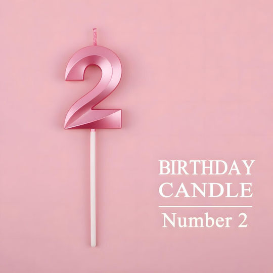 Number 2 Candle Flippy Diamond Model 5 X 3.4 Cm Pink