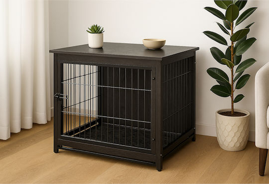 Feandrea Cușcă de Sârmă Pentru Câini Mari cu 2 Uși Neagră 112x75x80cm