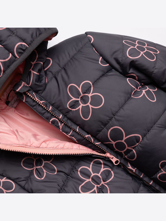 Kids Casual Short Hooded Black Jacket