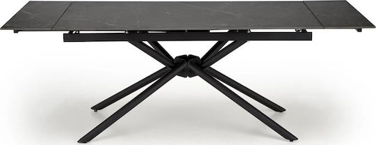 Vitorino Esstisch Ausziehbar Mit Marmoroberfläche Schwarz 160(+60)×90×75cm