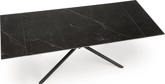 Vitorino Esstisch Ausziehbar Mit Marmoroberfläche Schwarz 160(+60)×90×75cm