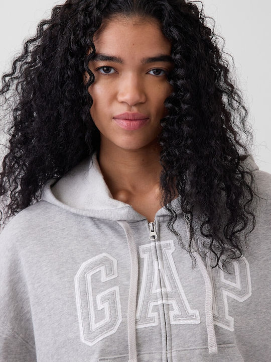 Lange Sweatshirt für Damen French Terry mit Kapuze Grau