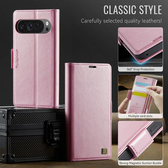 Autspace A11 Retro Wallet Pink Mobile Phone Case For Google Pixel 11 Pro XL