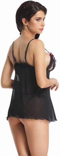 Ophelia's Dream Lingerie Schwarzer Babydoll Schleifen 101112