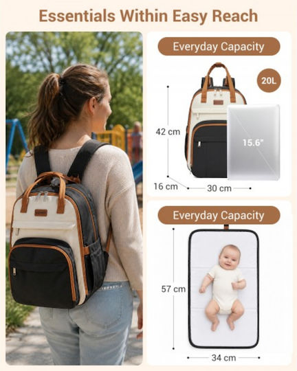 Miss Lulu Wickeltasche Rucksack Schwarze