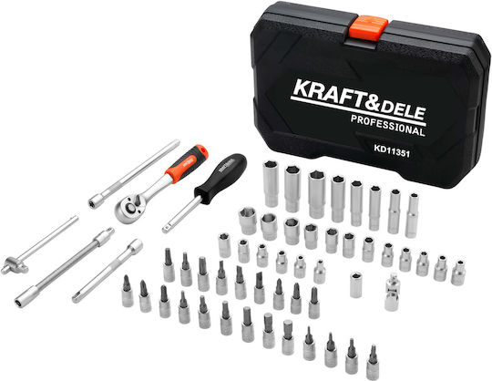 Kraft & Dele Cheie cu Clichet cu Tubulare 1\4" & 3\8" 56 Bucăți