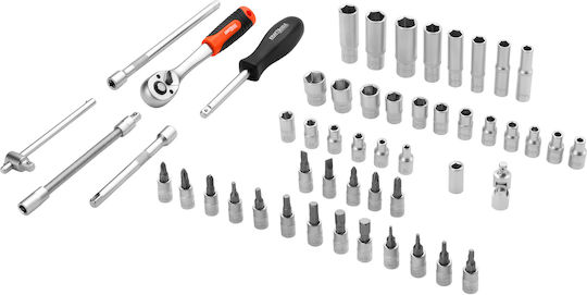 Kraft & Dele Cheie cu Clichet cu Tubulare 1\4" & 3\8" 56 Bucăți
