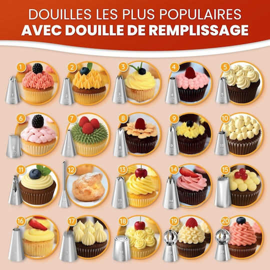 Set Pungi de patiserie Metalic 27.9cm 61 bucăți