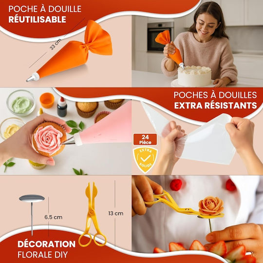 Set Pungi de patiserie Metalic 27.9cm 61 bucăți