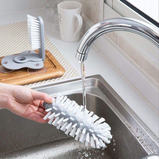 Perie de curățare pentru pahare Flippy din plastic cu ventuză 17.5 x 14 cm gri