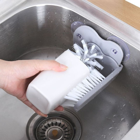 Perie de curățare pentru pahare Flippy din plastic cu ventuză 17.5 x 14 cm gri