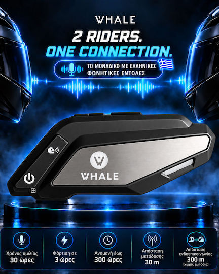 Whale 2 Riders Intercom Interfon unic pentru Cască de Motocicletă cu Bluetooth