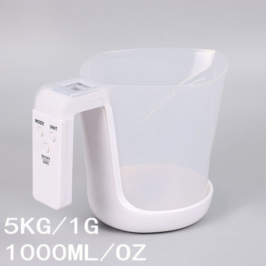 Cântar de Bucătărie Digital cu Cană Gradată până la 5kg Alb