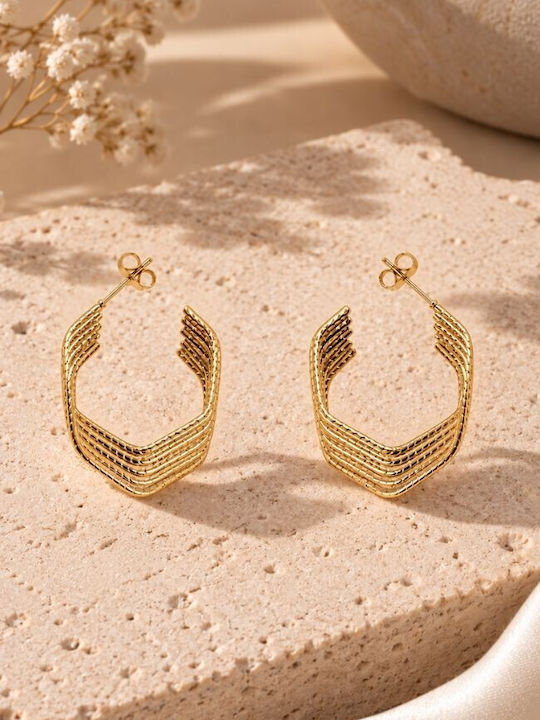 Oceana Bold Huggies Steel Earrings Gold Golden Classic
