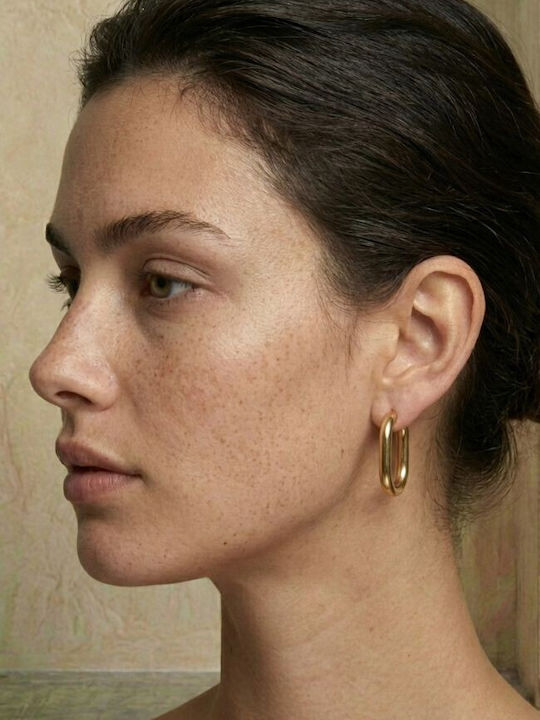Chunky Link Gold Plated Steel Earrings Golden Classic