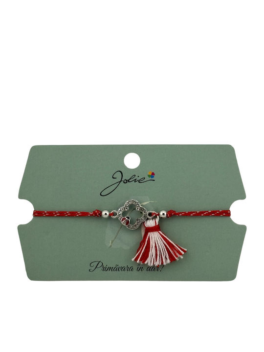 Bratara Martisor Cu Ciucure Jolie Reglabila Snur Rosu Pandantiv Floare-Gandac De Colorado