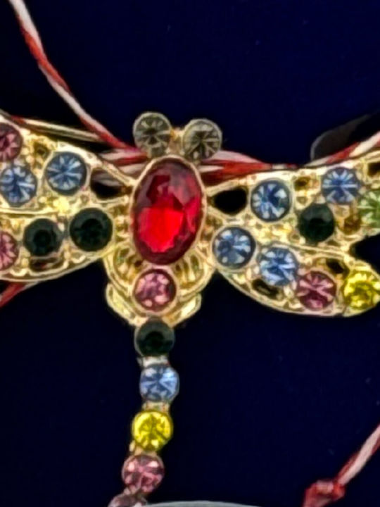 Martisor Placat Cu Aur 24k Brosa Jolie Marime 2-3 Cm Model Libelula Cu Pietre Multicolor