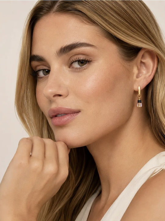 Coeur De Lion Cube Duet Hoop Earrings Earth Gold 3019211100
