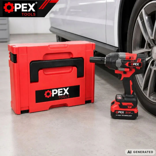 Opex Tools OPX28038 Bürstenloser Schlagschrauber Batterien 21V 2x3Ah mit Bitgröße 1/2"