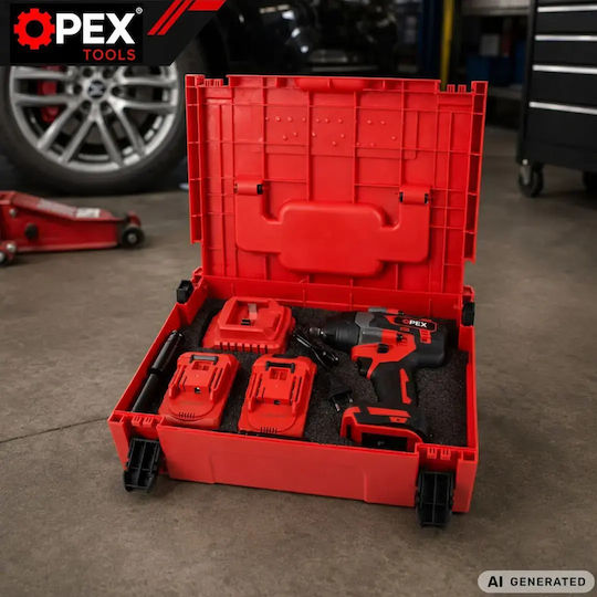Opex Tools OPX28038 Bürstenloser Schlagschrauber Batterien 21V 2x3Ah mit Bitgröße 1/2"