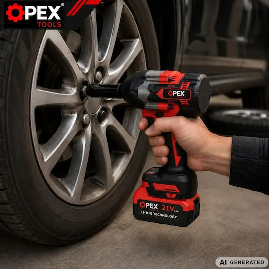 Opex Tools OPX28038 Bürstenloser Schlagschrauber Batterien 21V 2x3Ah mit Bitgröße 1/2"